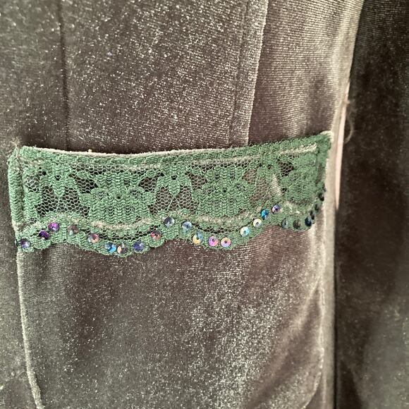 August Silk Blazer Womens 6 Velour Forest Green 3 Button - Picture 10 of 14